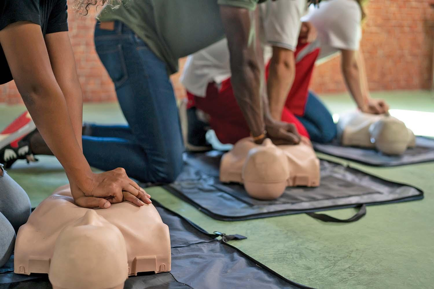 Firefighters performing CPR training in Southwest Florida